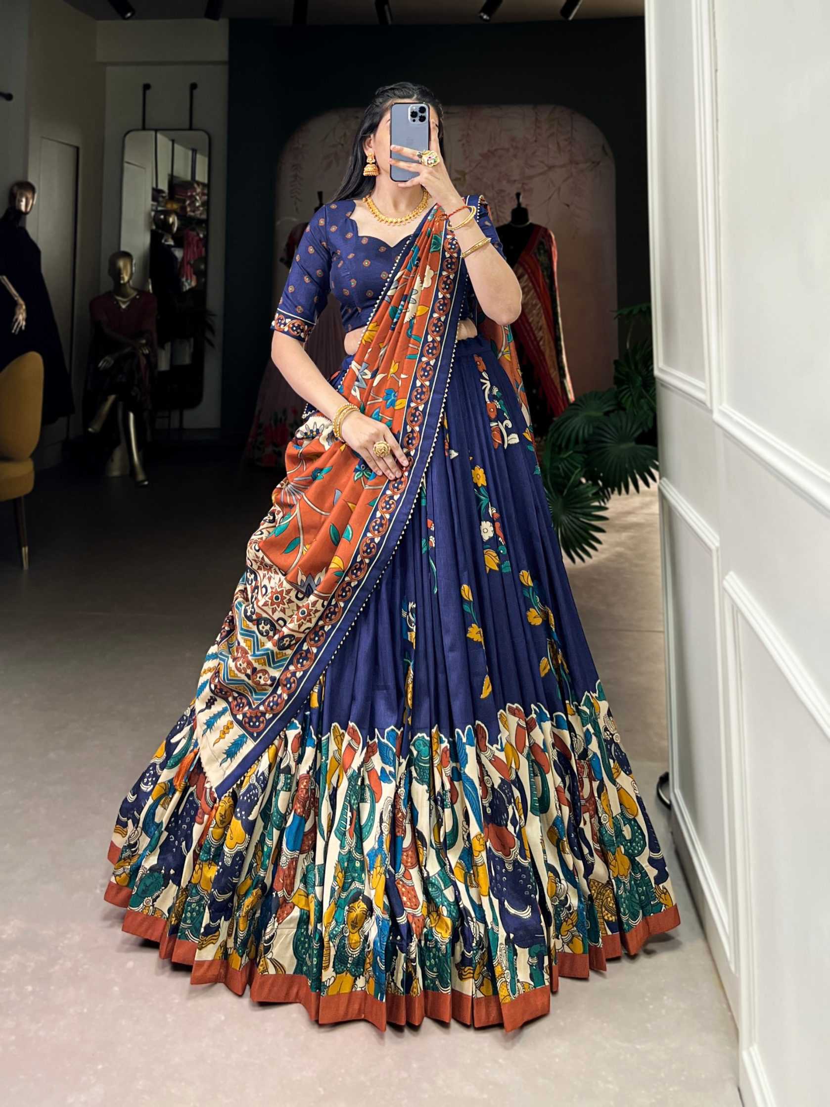 Ynf Tussar Silk KESH134 LNB01 Lehengas Wholesale Fancy Lehenga Kalamkari Lehenga Silk Lehenga Manufacturer