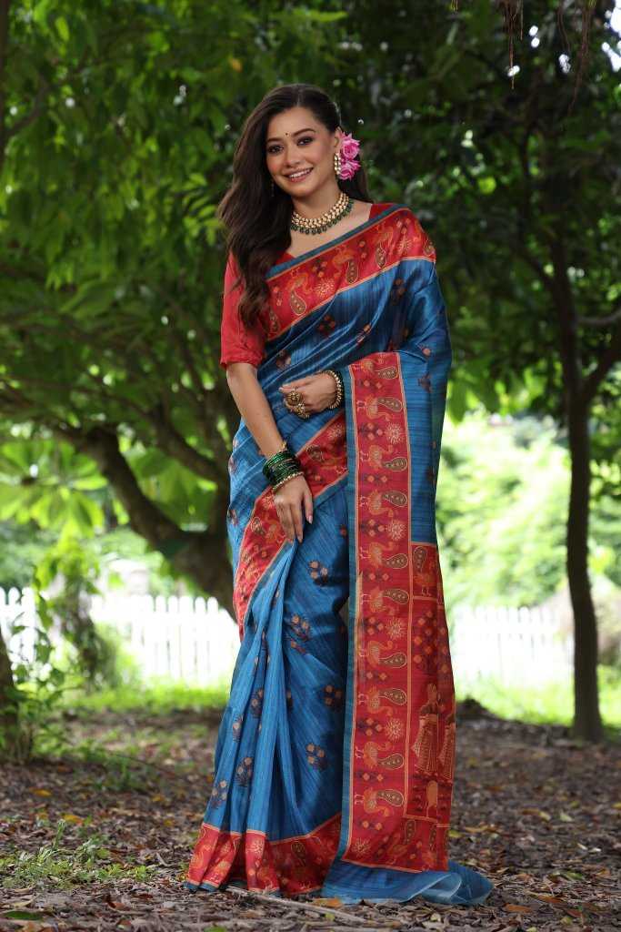 Ynf Tussar Silk KESH165 KAJAL TREE Silk Sarees Wholesale Soft Silk Sarees Tussar Silk Sarees Traditional Silk Sarees Manufacturer