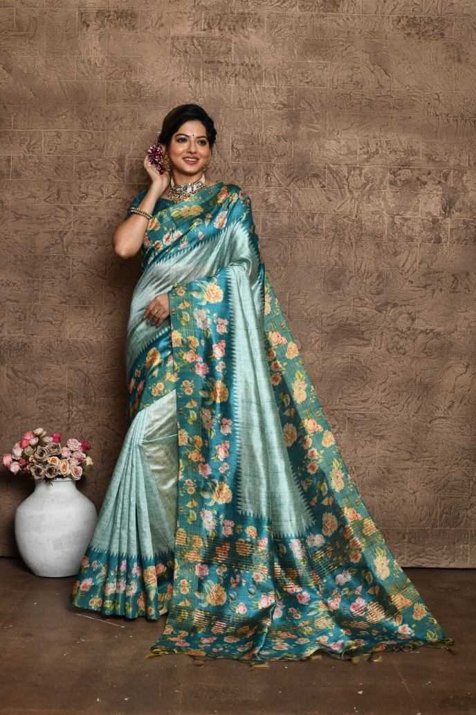 Ynf Tussar Silk KESH165 SONAL FLOWER Silk Sarees Wholesale Soft Silk Sarees Tussar Silk Sarees Silk Sarees For Weddings Manufacturer