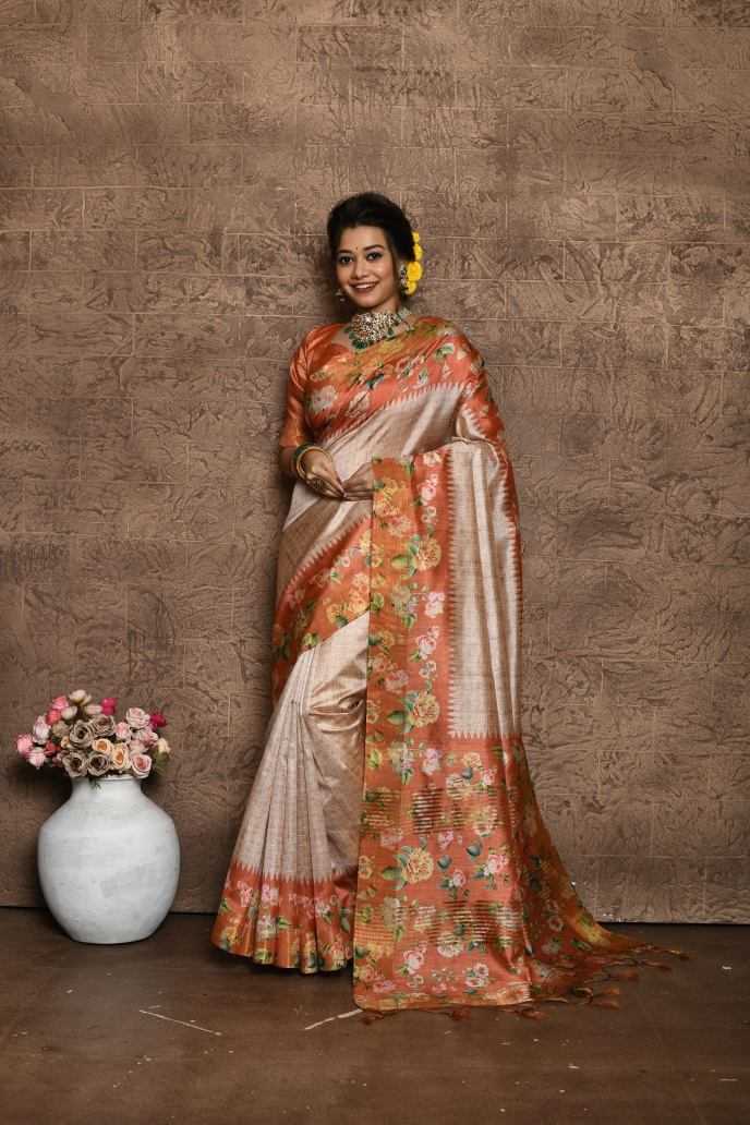 Ynf Tussar Silk KESH165 SONAL FLOWER Silk Sarees Wholesale Soft Silk Sarees Tussar Silk Sarees Silk Sarees For Weddings Manufacturer