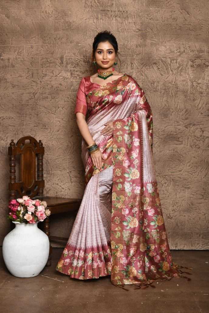 Ynf Tussar Silk KESH165 SONAL FLOWER Silk Sarees Wholesale Soft Silk Sarees Tussar Silk Sarees Silk Sarees For Weddings Manufacturer