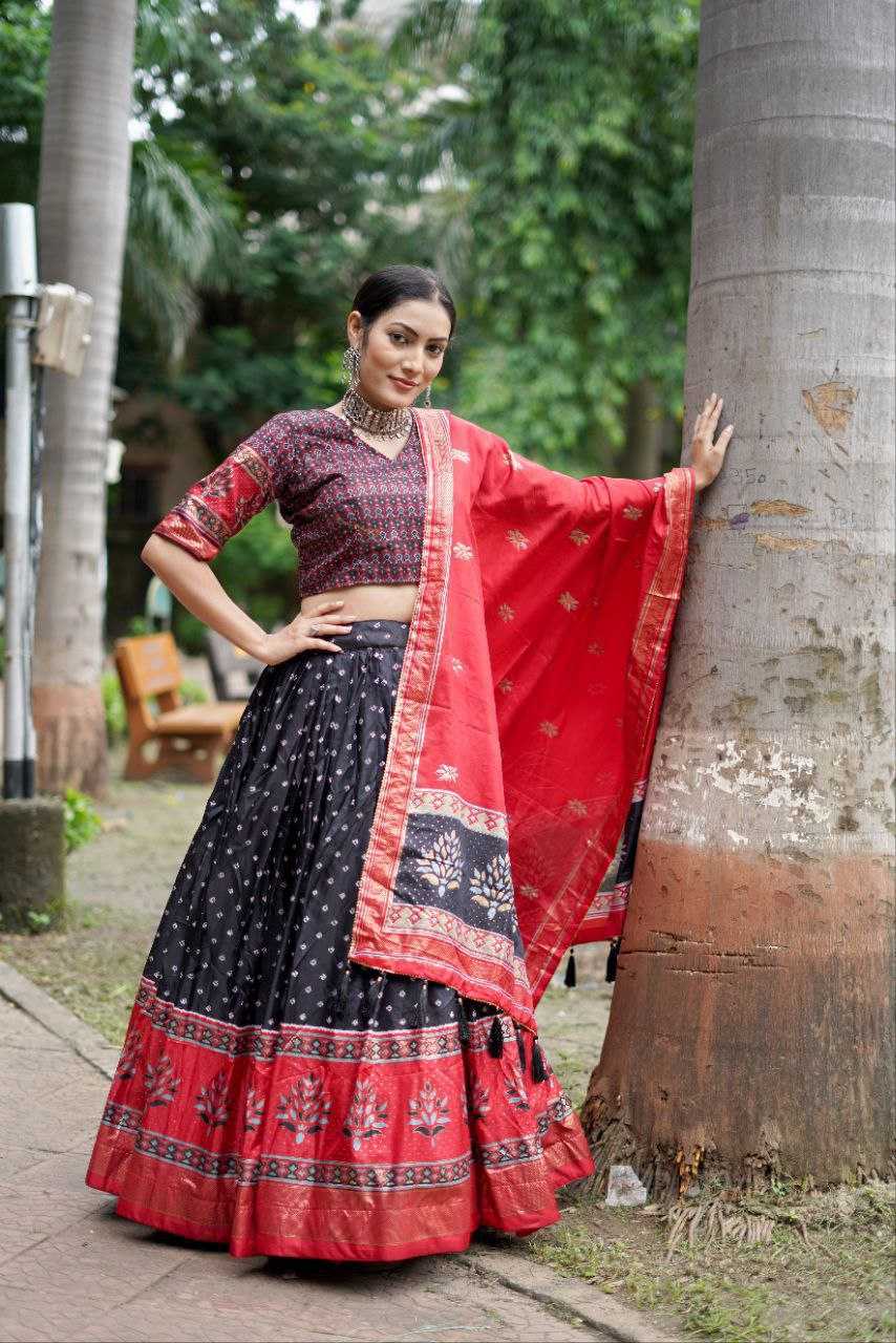 Ynf Tussar Silk KESH187 Tree bandhni Lehengas Wholesale Traditional Lehenga Silk Lehenga Printed Lehenga Manufacturer