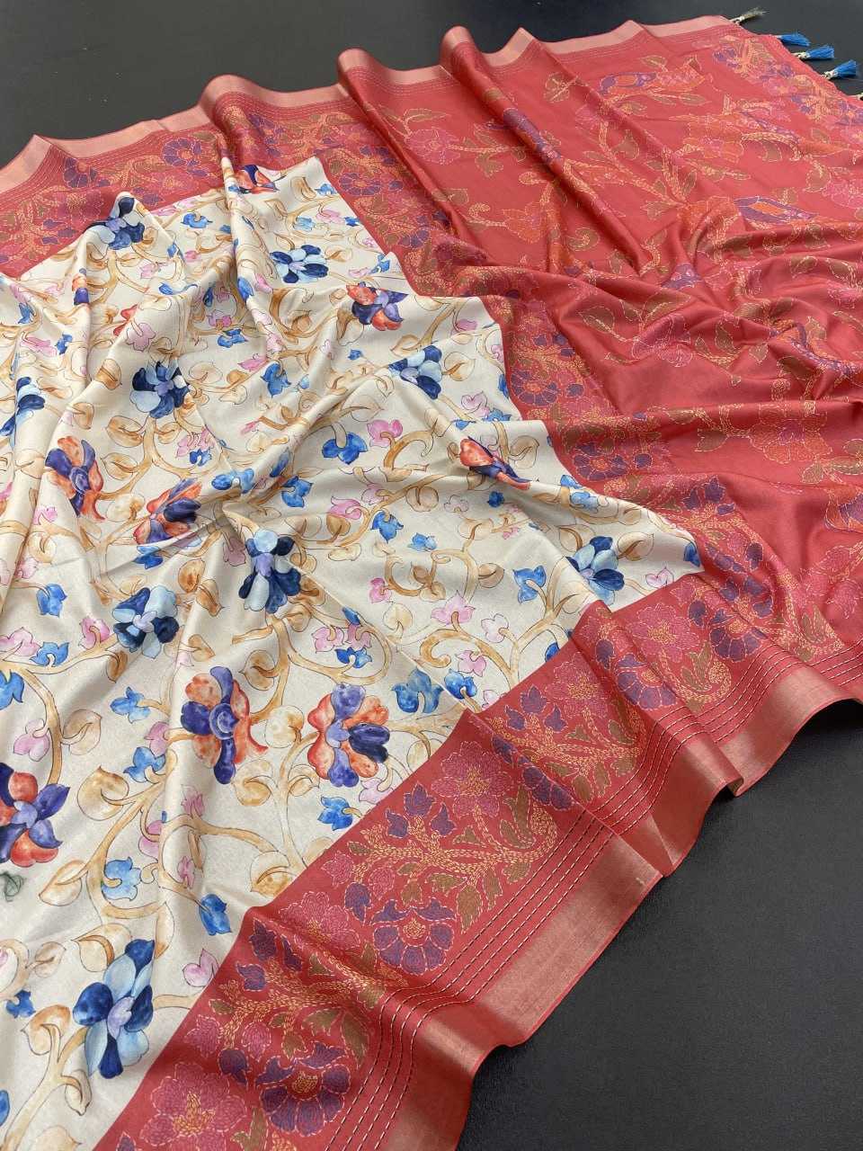 Ynf Tussar Silk RIN116 REW50 Silk Sarees Wholesale Tussar Silk Sarees Printed Silk Saree Kalamkari Silk Sarees Manufacturer