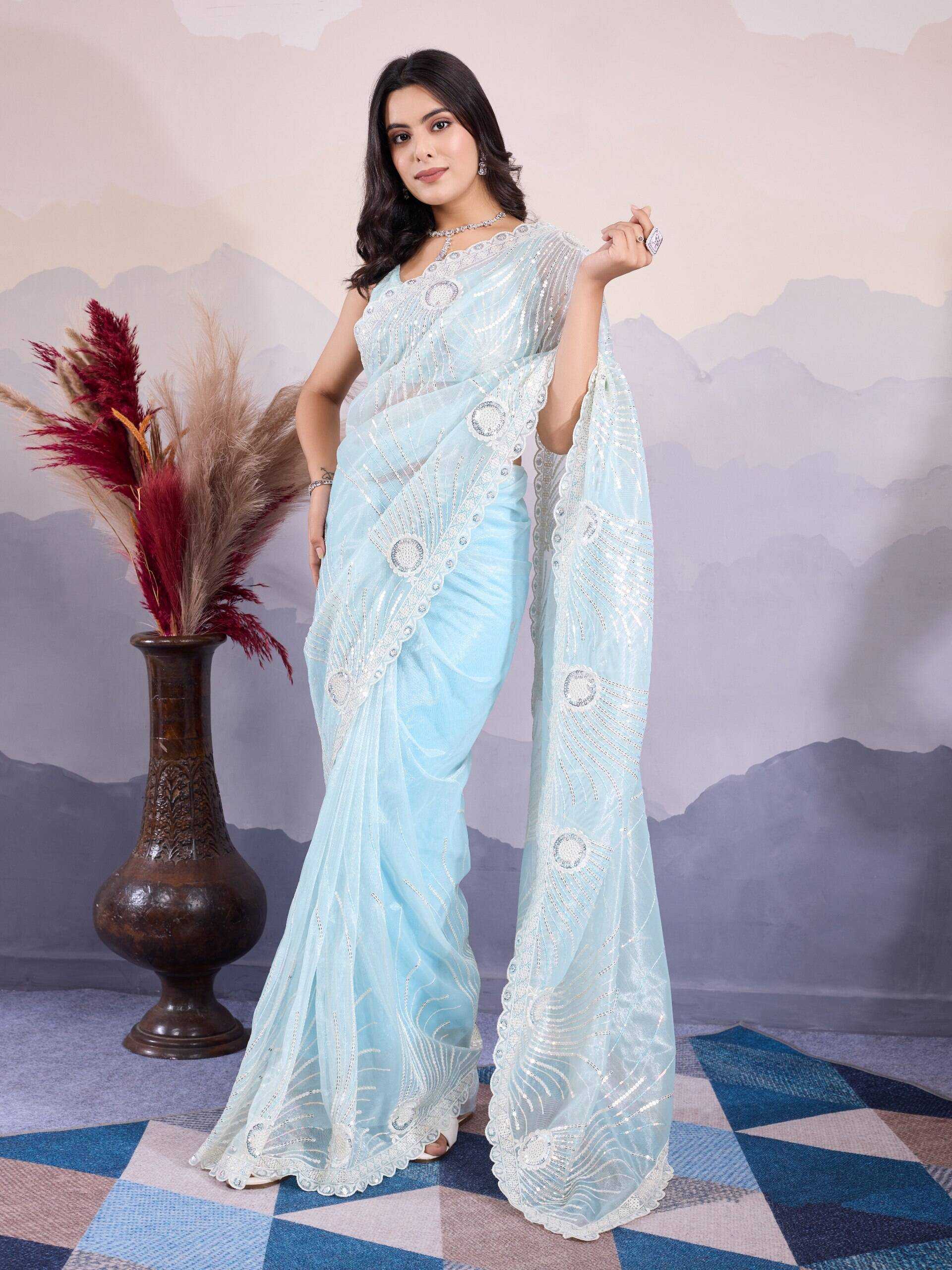 Ynf Twill Net RIN188 Kohinoor1 Sarees Wholesale Net Sarees Sequin Sarees Embroidered Sarees Manufacturer