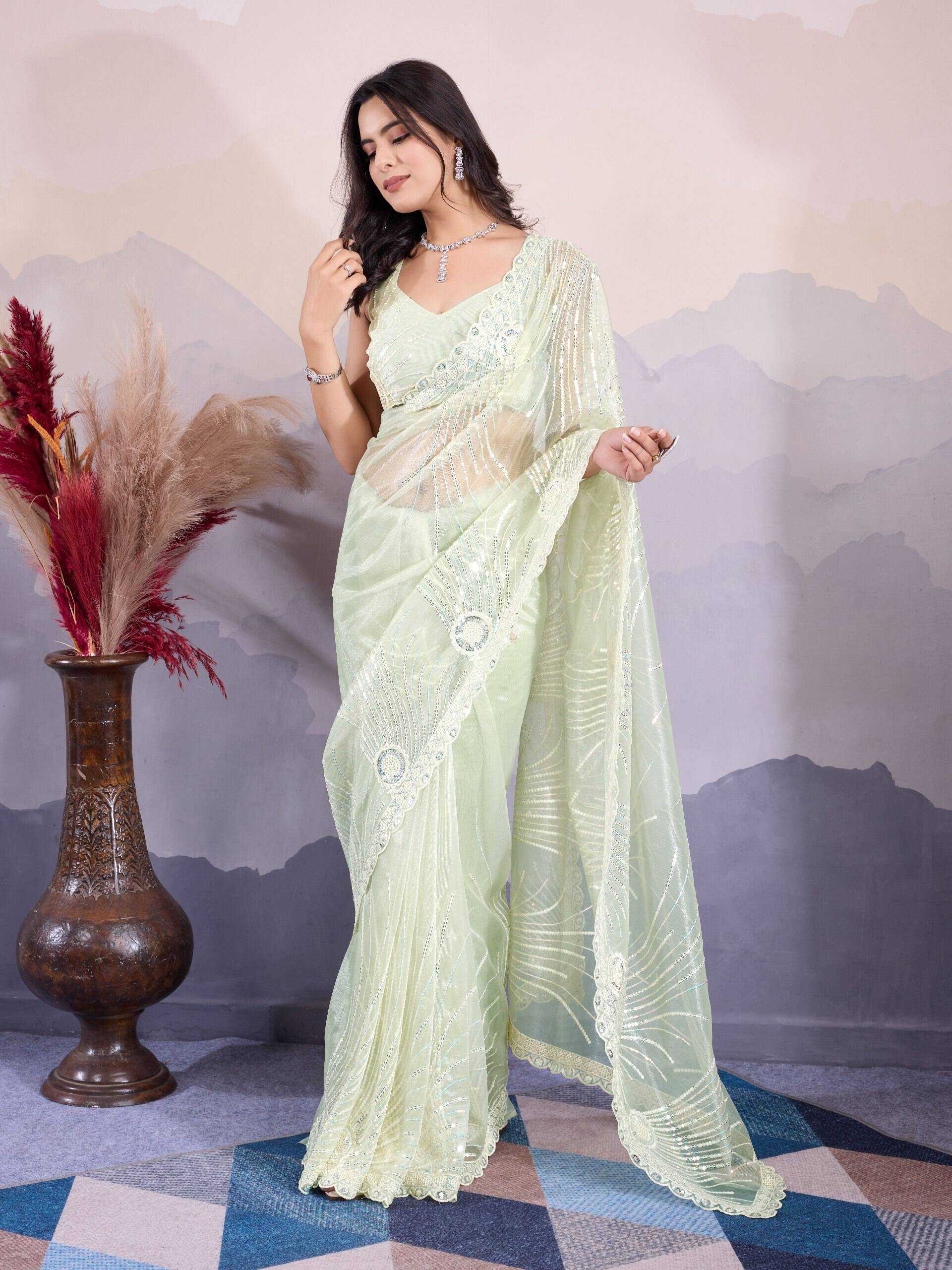 Ynf Twill Net RIN188 Kohinoor1 Sarees Wholesale Net Sarees Sequin Sarees Embroidered Sarees Manufacturer