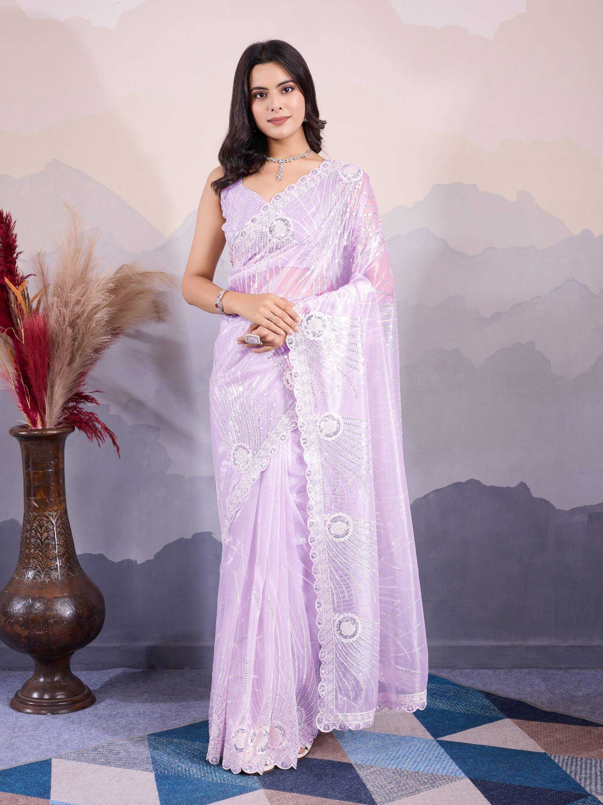 Ynf Twill Net RIN188 Kohinoor1 Sarees Wholesale Net Sarees Sequin Sarees Embroidered Sarees Manufacturer