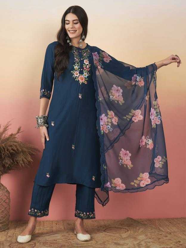 Ynf Viscose Chanderi RIN174 ANCHAL Suits & Dresses Wedding Collections Festive Collections Wholesale Embroidery Suits Chanderi Suit Wedding Outfits Manufacturer