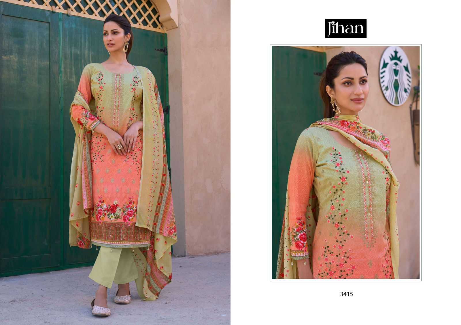 Ynf Chiffon RIN186 JIHAN-BIN SAEED LAWN PRINTED Suits & Dresses Islamic Clothing Festive Collections Wholesale Embroidery Suits Party wear suits Eid Collections Manufacturer