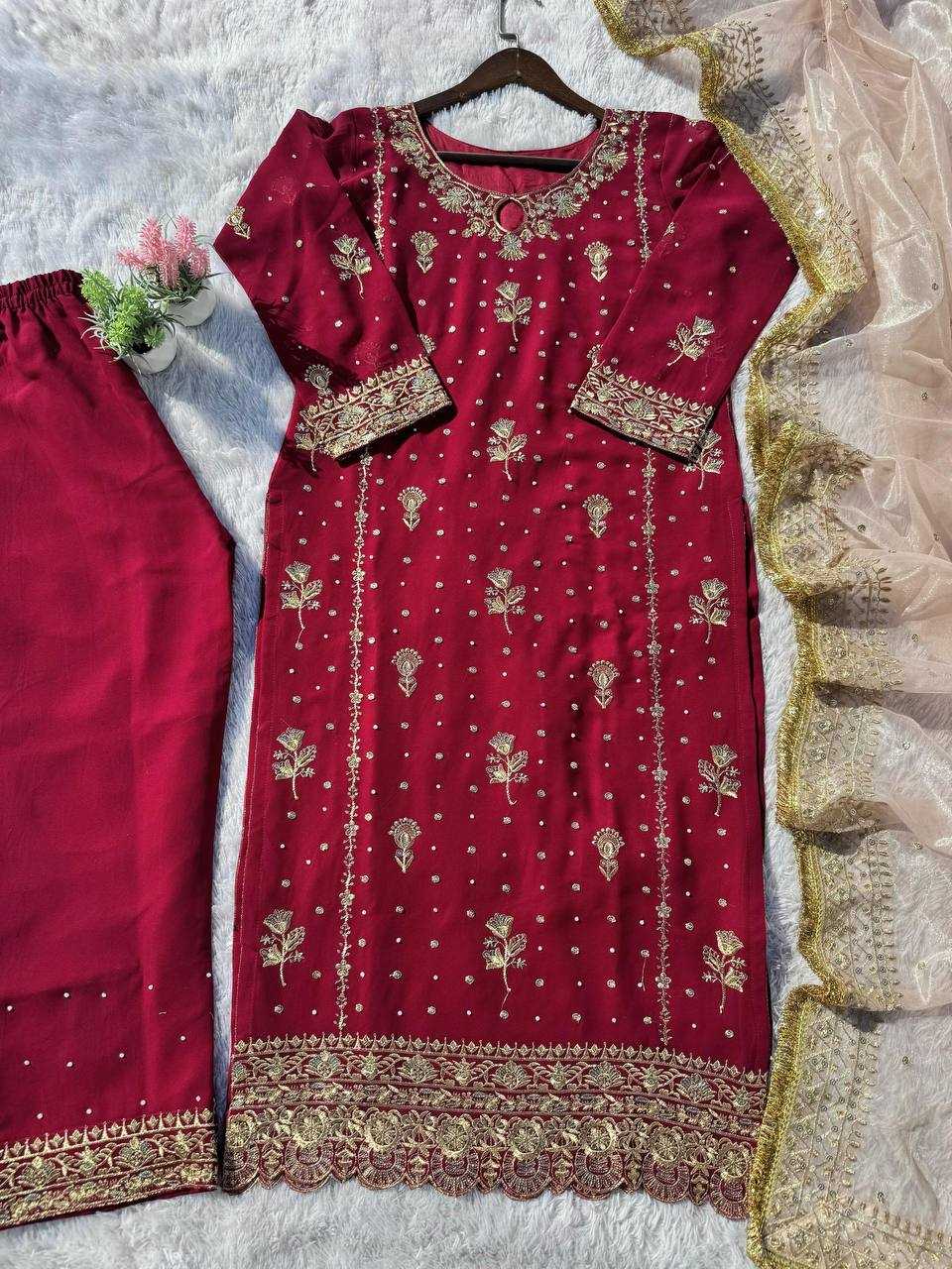 Ynf Faux Georgette RIN141 1923 Suits & Dresses Wholesale Sharara Salwar Suits Georgette Suit Embroidered Suits Manufacturer