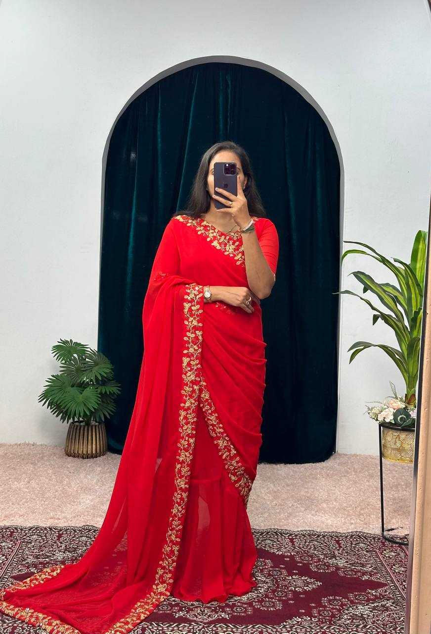 Ynf Faux Georgette RIN215 1055 Sarees Wholesale Embroidered Sarees Heavy Work Sarees Saree Gown Manufacturer