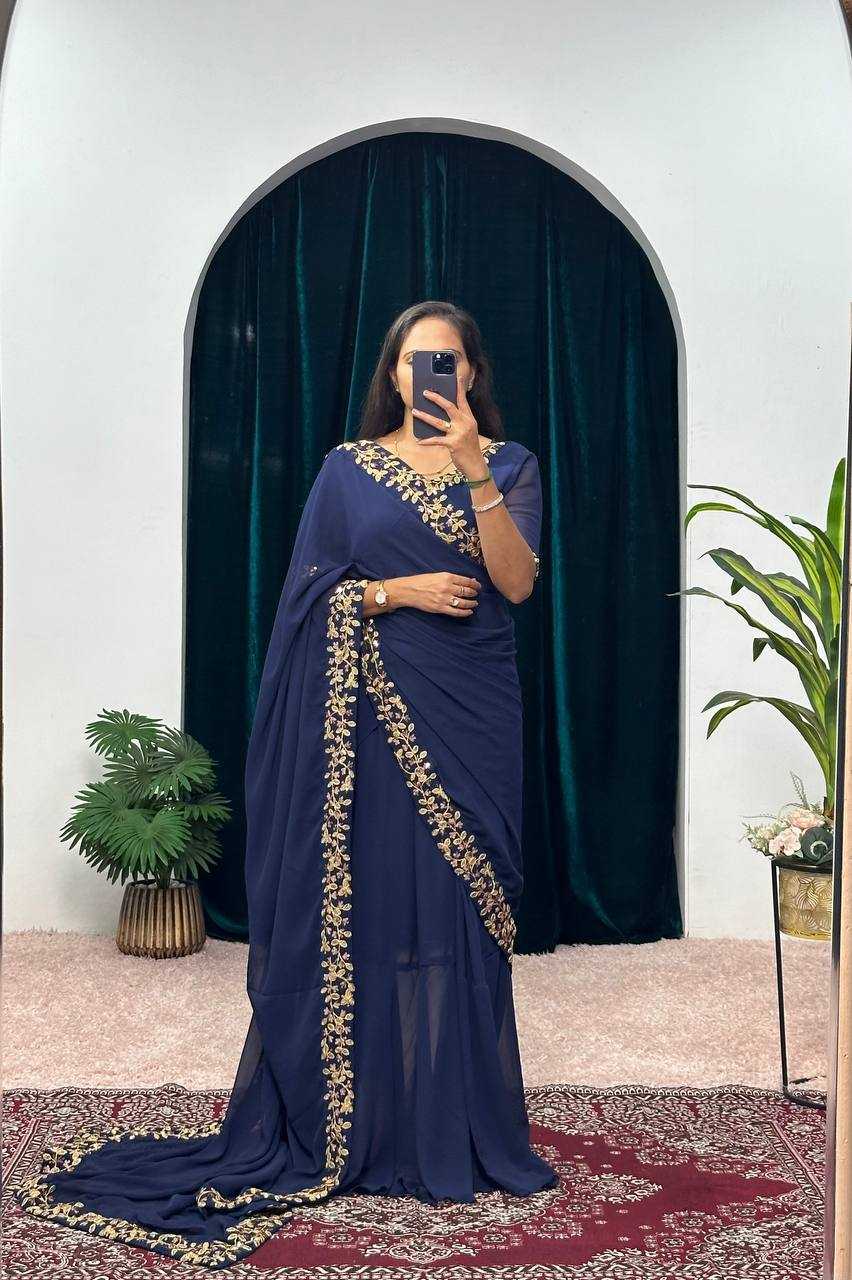 Ynf Faux Georgette RIN215 1055 Sarees Wholesale Embroidered Sarees Heavy Work Sarees Saree Gown Manufacturer