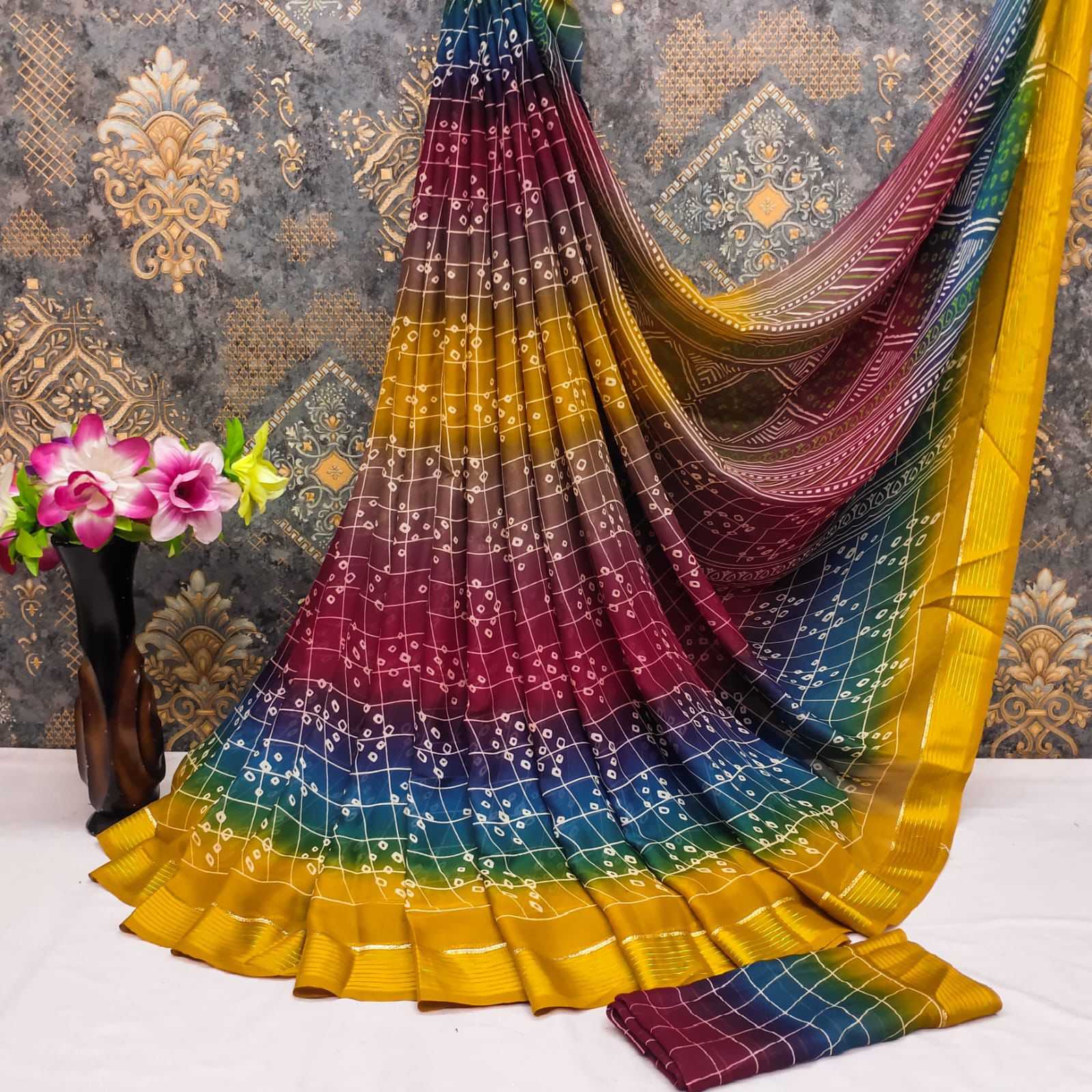 Ynf Georgette RIN203 MYRA Sarees Wholesale Georgette Sarees Bandhani Sarees Manufacturer