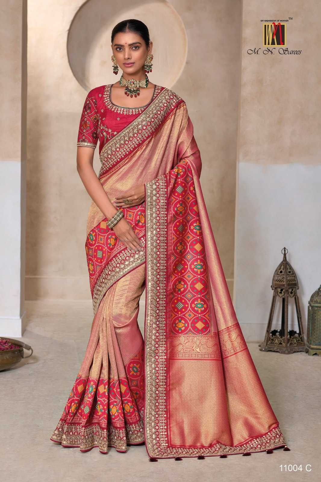 Ynf Kanjivaram Silk KESH416 M.N-11004 Sarees Wedding Collections Festive Collections Wholesale Gota Patti Sarees Embroidered Sarees Heavy Sarees Manufacturer