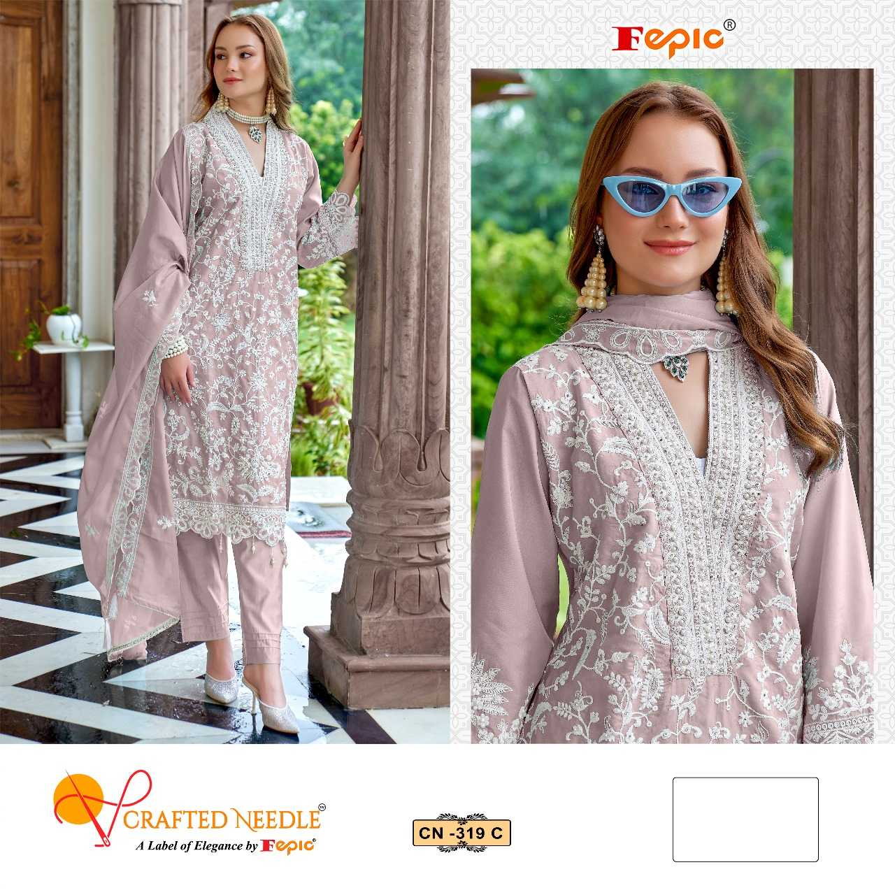 Ynf Organza KESH446 CRAFTED NEEDLE CN-319 Suits & Dresses Islamic Clothing Festive Collections Wholesale Pakistani Suits Kashmiri Suits Embroidered Suits Manufacturer