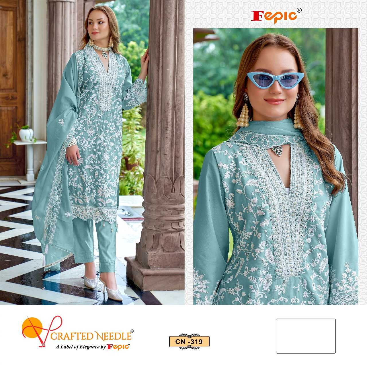Ynf Organza KESH446 CRAFTED NEEDLE CN-319 Suits & Dresses Islamic Clothing Festive Collections Wholesale Pakistani Suits Kashmiri Suits Embroidered Suits Manufacturer
