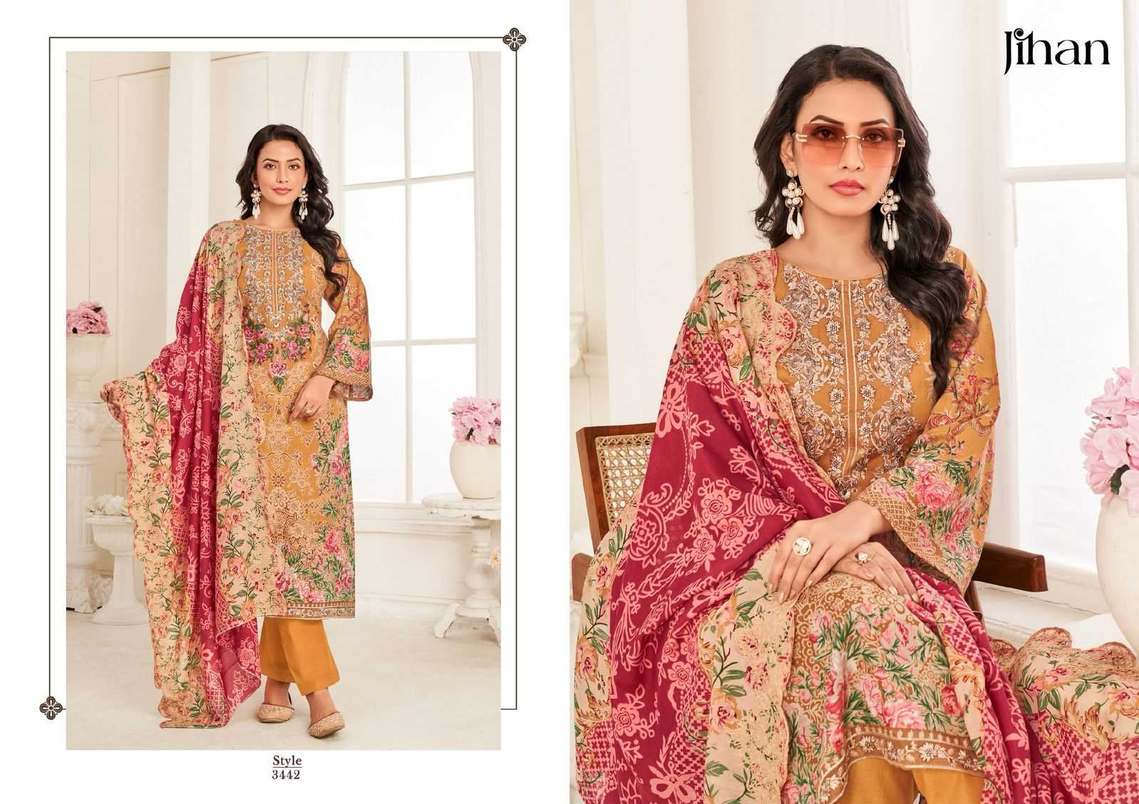 Ynf Pure Cotton RIN186 JIHAN-NEEDLE WONDER LAWN COLLECTION VOL-4 Suits & Dresses Islamic Clothing Festive Collections Wholesale Embroidery Suits Cotton Suits Eid Collections Manufacturer