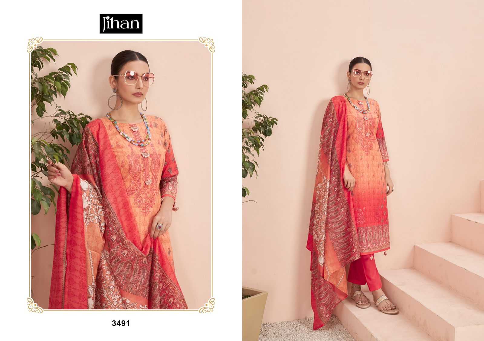 Ynf Pure Cotton RIN186 JIHAN PRESENT SCARLET LAWN VOL - 4 Suits & Dresses Islamic Clothing Festive Collections Wholesale Embroidery Suits Cotton Suits Eid Collections Manufacturer