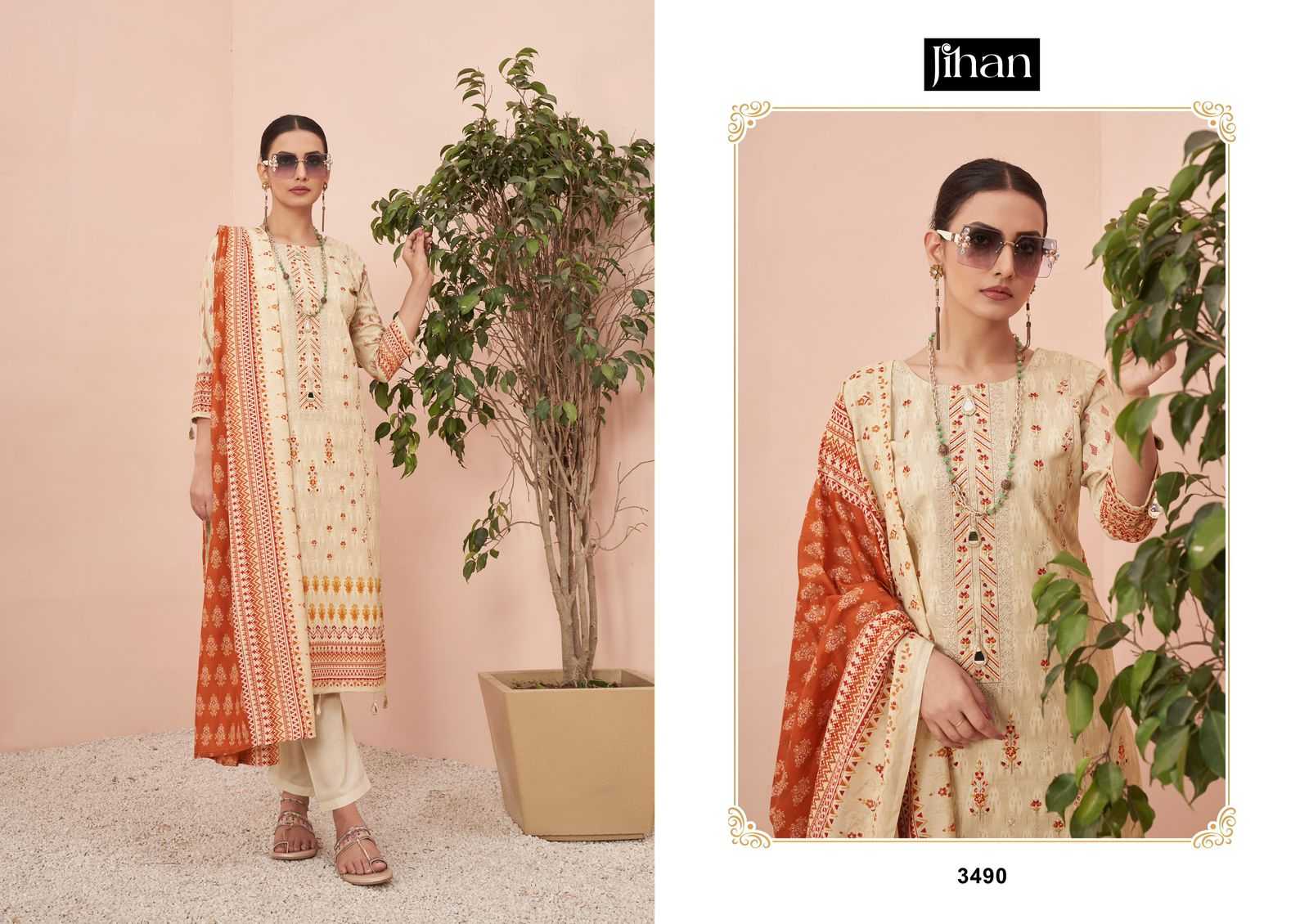 Ynf Pure Cotton RIN186 JIHAN PRESENT SCARLET LAWN VOL - 4 Suits & Dresses Islamic Clothing Festive Collections Wholesale Embroidery Suits Cotton Suits Eid Collections Manufacturer