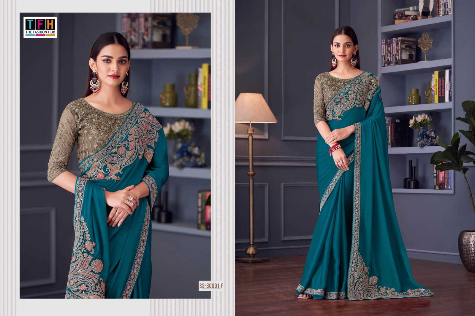 Ynf Satin Silk RIN184 Tfh-Silver Screen 20 Sarees Diwali Collections Festive Collections Wholesale Party Wear Sarees Fancy Sarees Satin Sarees Manufacturer