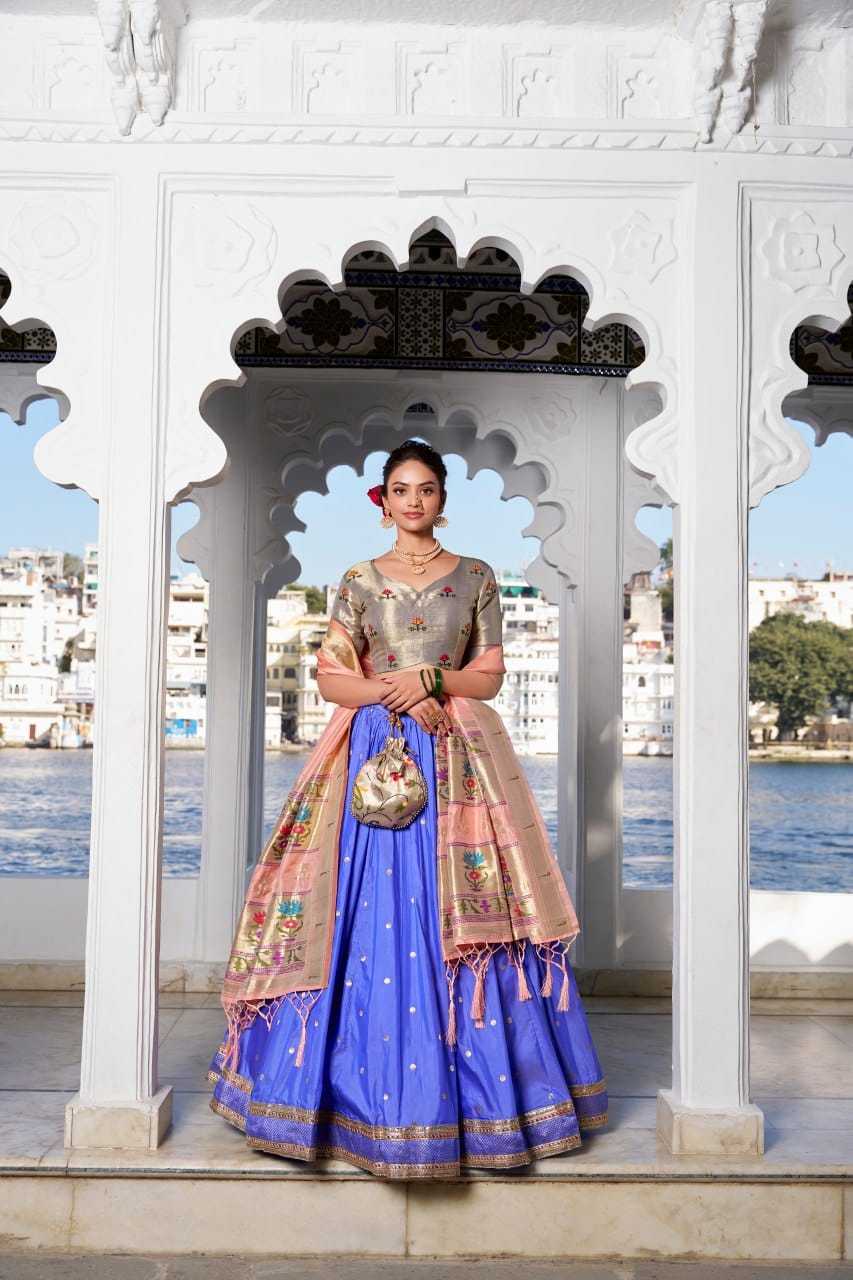 Ynf Silk KESH416 LNB-KEERTHNA Lehengas Wedding Collections Festive Collections Wholesale Silk Lehenga Paithani Lehenga Zari Work Lehenga Manufacturer