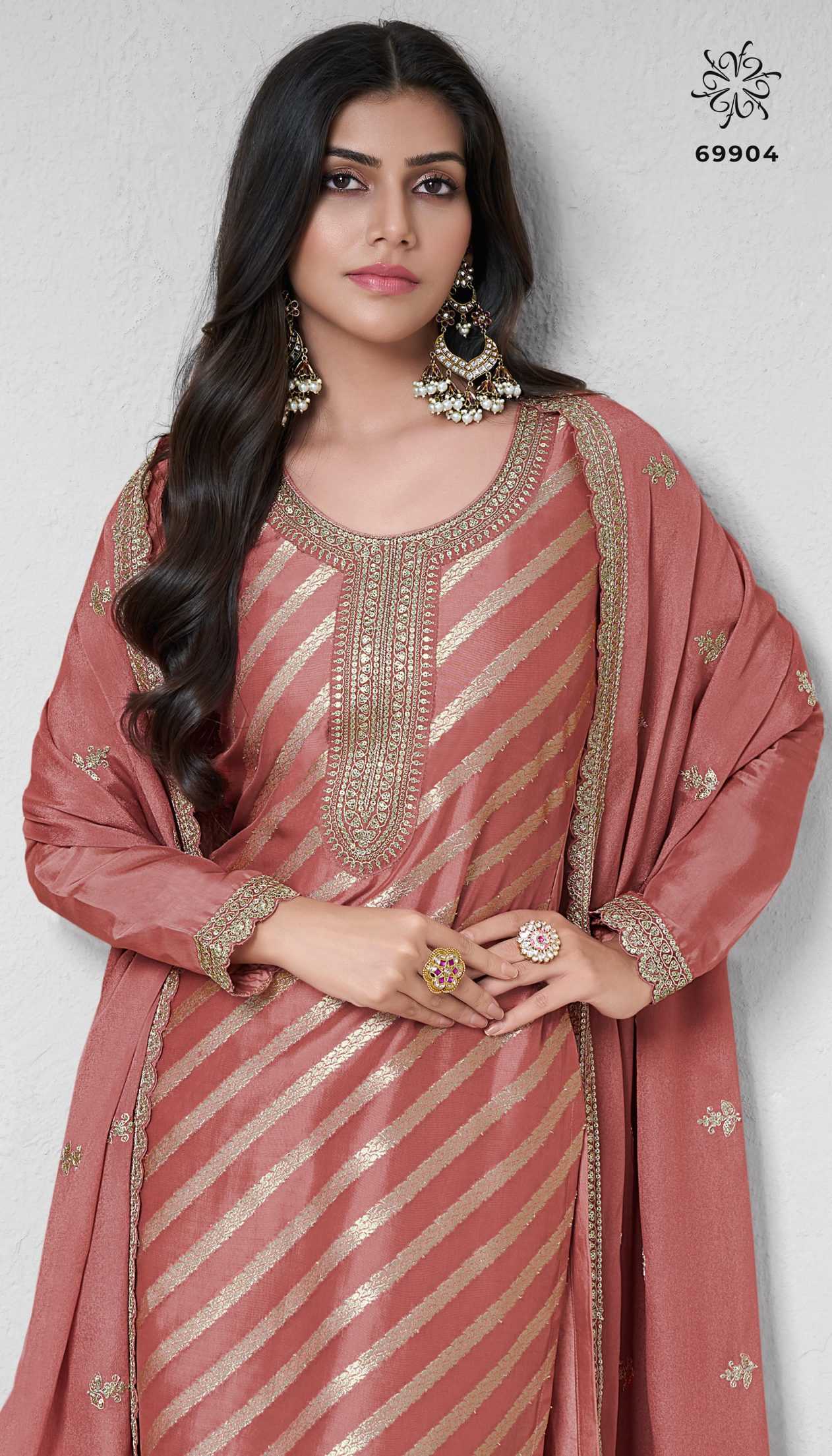 Ynf Silk RIN186 VINAY KULEESH - SILKY Suits & Dresses Wedding Collections Festive Collections Wholesale Embroidery Suits Party wear suits Silk Suits Manufacturer