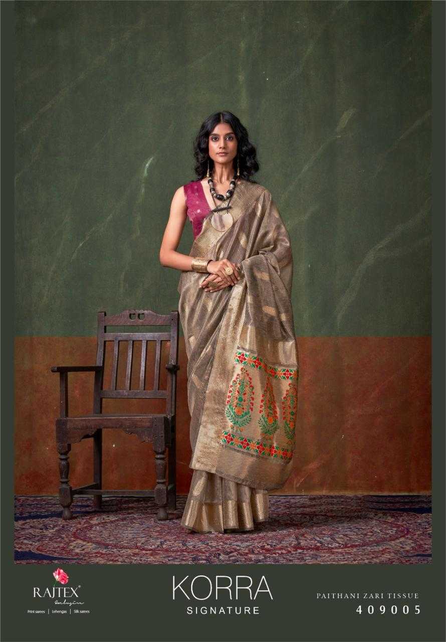 Ynf Tissue RIN184 RAJTEX-KORRA-SIGNATURE Sarees Diwali Collections Festive Collections Wholesale Party Wear Sarees Traditional Sarees Zari Sarees Manufacturer