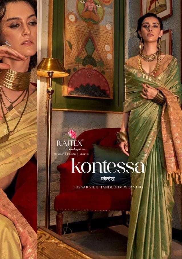 Ynf Tussar Silk RIN184 RAJ TEX-KONTESSA SILK Sarees Silk Sarees Festive Collections Wholesale Party Wear Sarees Ikkat Saree Tussar Sarees Manufacturer