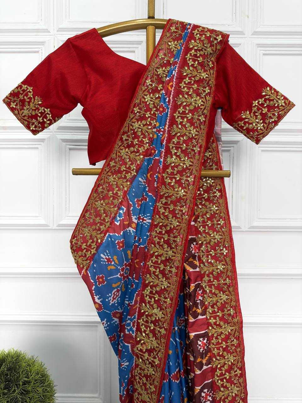 Ynf Vichitra Silk RIN215 444 Sarees Wholesale Ready To Wear Sarees Printed Sarees Gota Patti Sarees Manufacturer