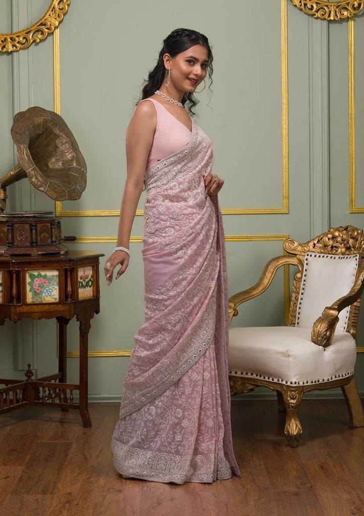 Ynf Faux Georgette RIN203 192 Sarees Wholesale Georgette Sarees Gota Patti Sarees Sequins Work Saree Manufacturer