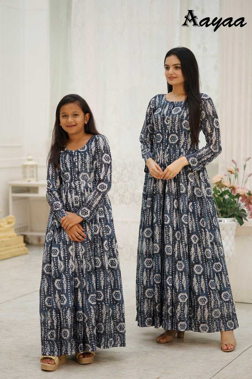 Ynf Georgette RIN131 DIVISHA -2 Gowns Kids Wear Mother & Daughter Combo Wholesale Printed Gowns Fancy Gowns Long Gowns Manufacturer
