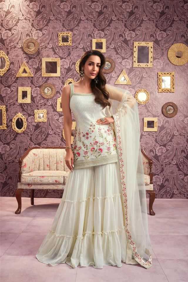 Ynf Georgette RIN197 MALAIKA ARORA-001 Suits & Dresses Wedding Collections Bollywood Collections Wholesale Georgette Suit Malaika Arora Sarees Designer Suits Manufacturer