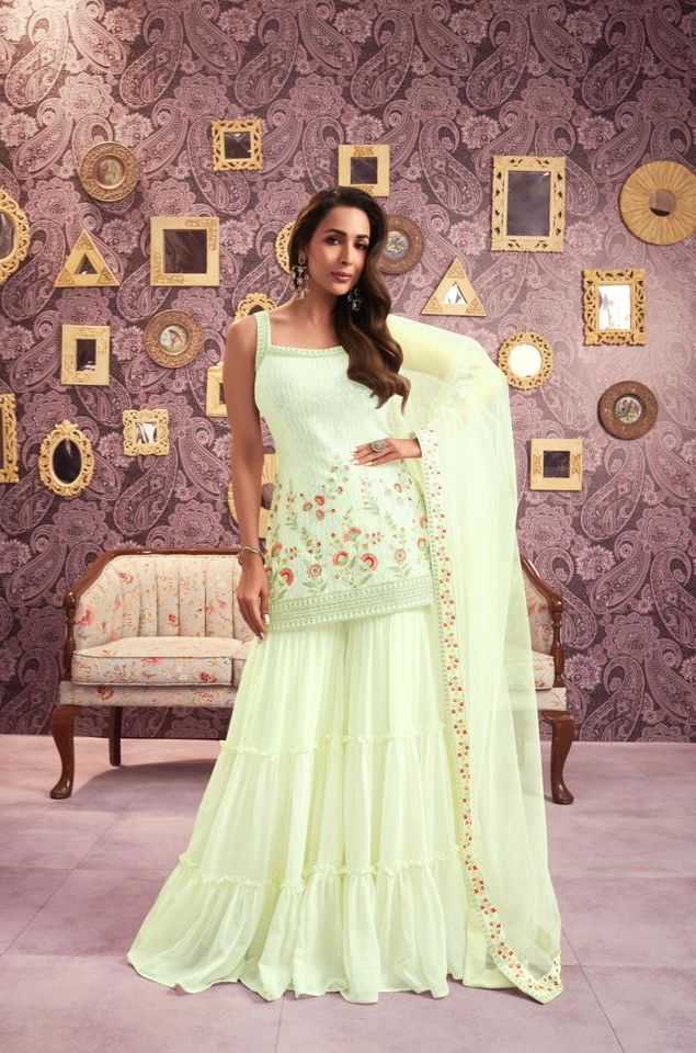 Ynf Georgette RIN197 MALAIKA ARORA-001 Suits & Dresses Wedding Collections Bollywood Collections Wholesale Georgette Suit Malaika Arora Sarees Designer Suits Manufacturer