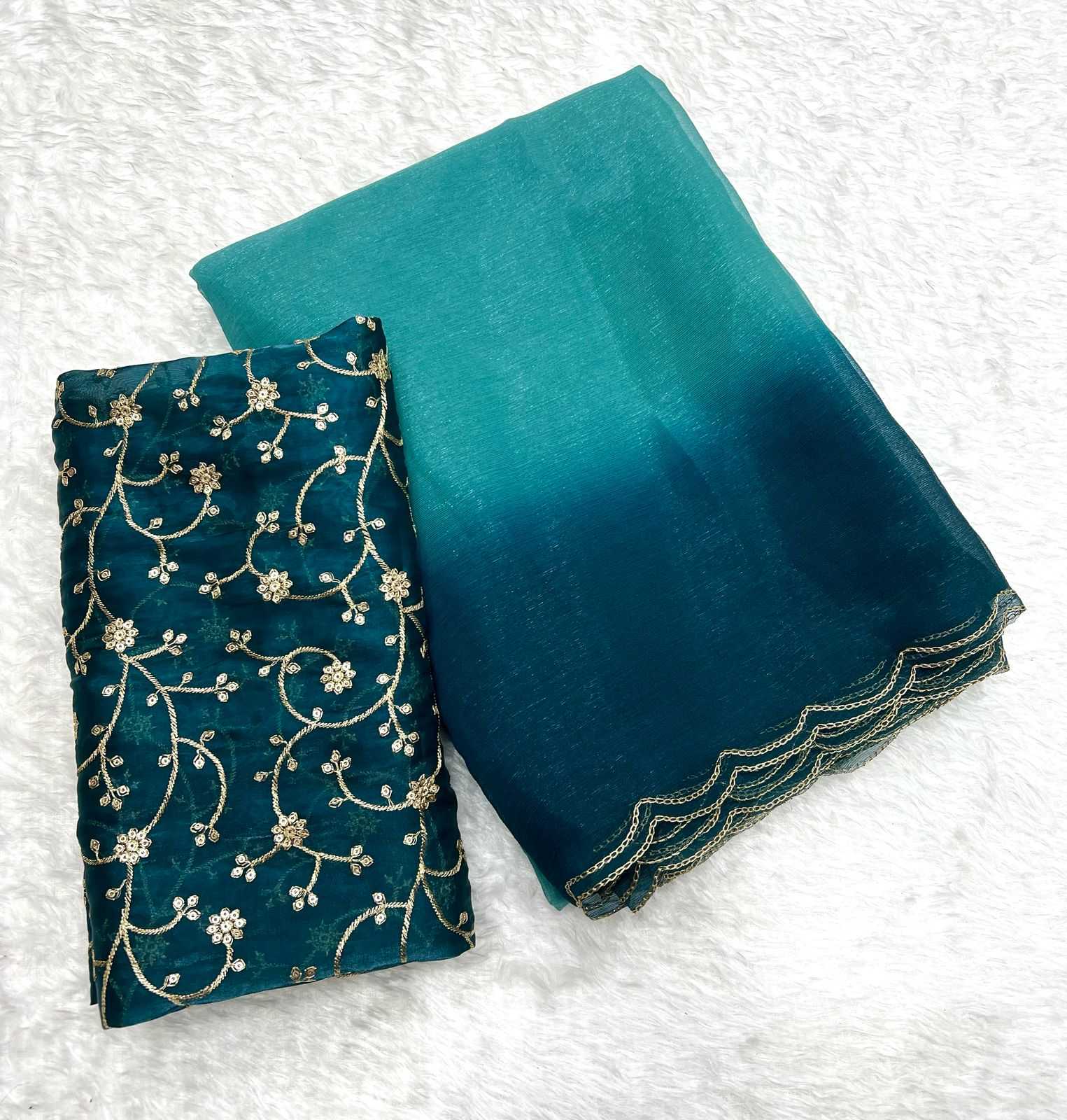 Ynf Jimmy Choo RIN199 207 Sarees Wholesale Embroidered Sarees Lightweight Sarees Manufacturer