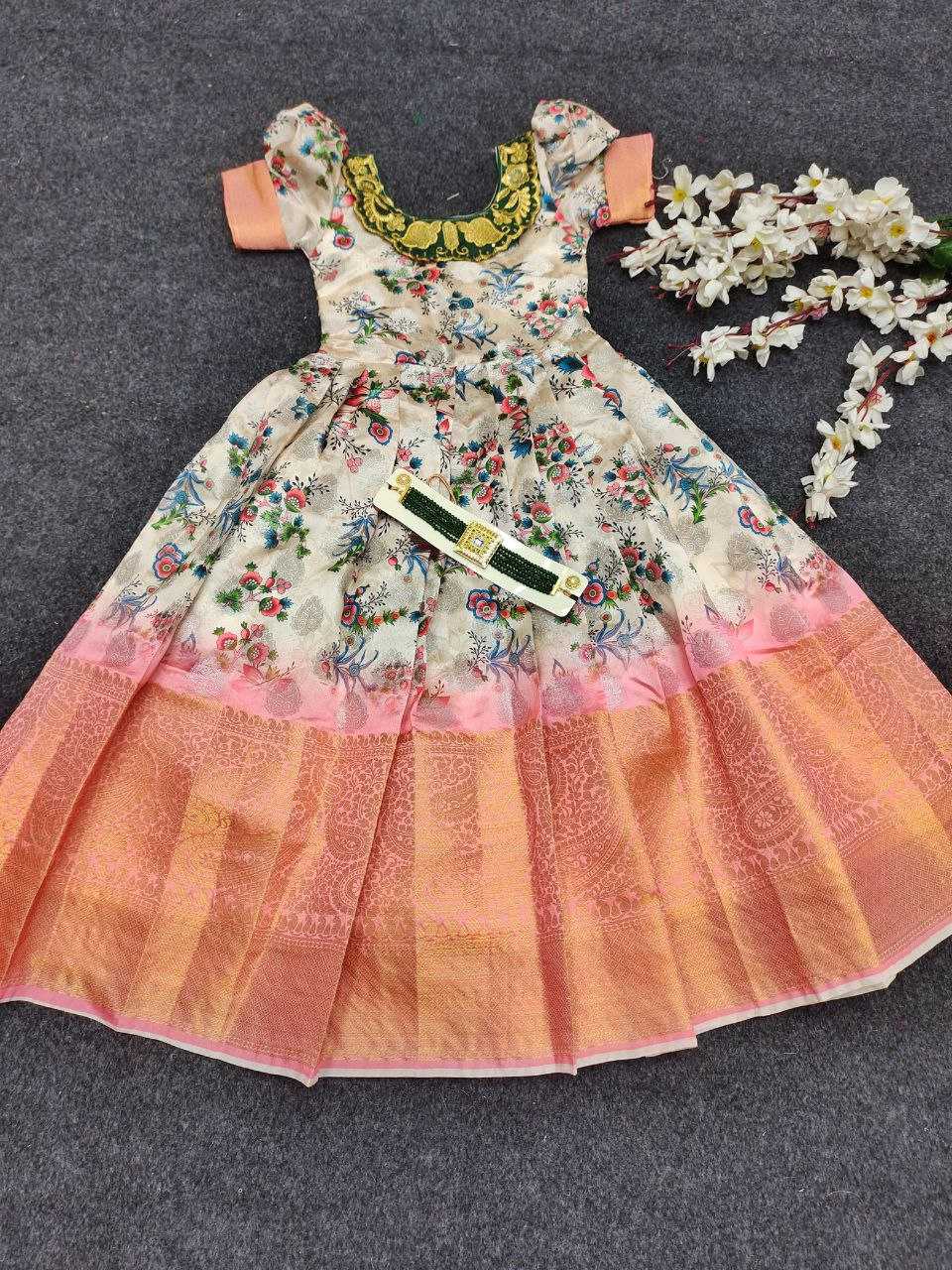 Ynf Silk RIN220 115 Kids Wear Wholesale Kids Gown Girls Frock Kids Party Wear Ethnic Manufacturer
