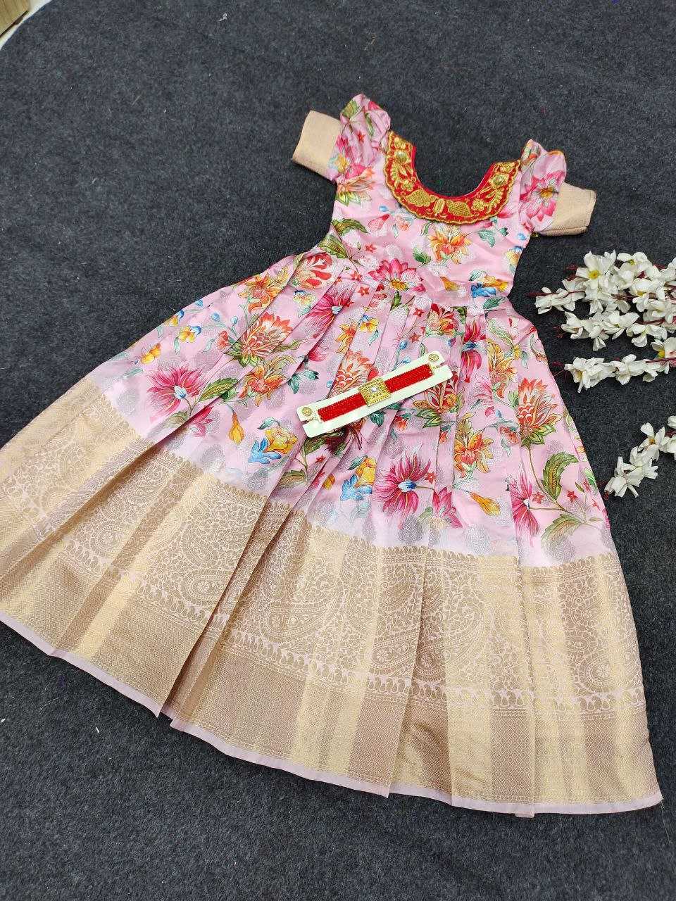 Ynf Silk RIN220 115 Kids Wear Wholesale Kids Gown Girls Frock Kids Party Wear Ethnic Manufacturer