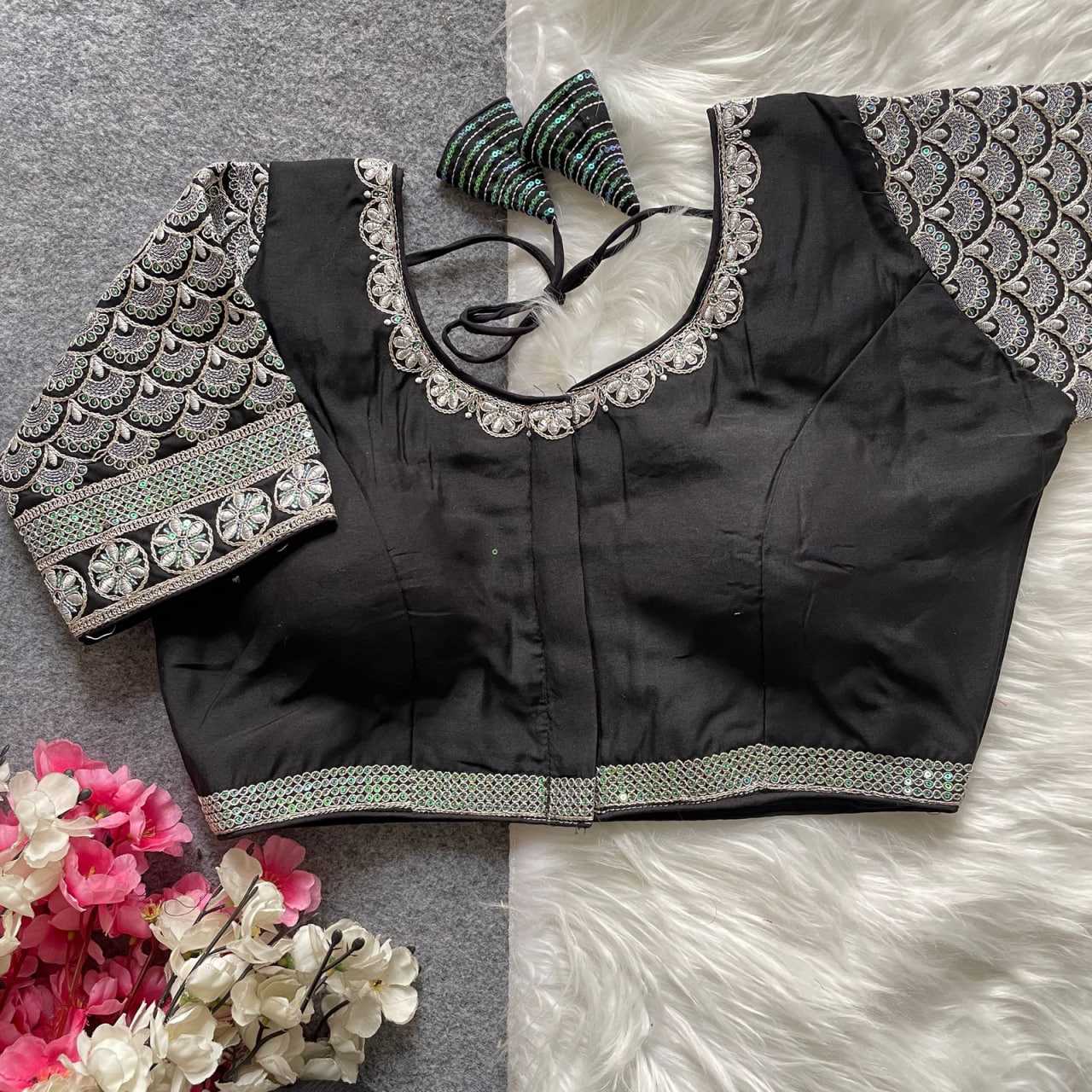 Ynf Heavy Roman Silk KESH426 1090 Readymade Blouses Wedding Collections Festive Collections Wholesale Sequence Embroidery Blouse Party Wear Blouse Silk Blouse Manufacturer