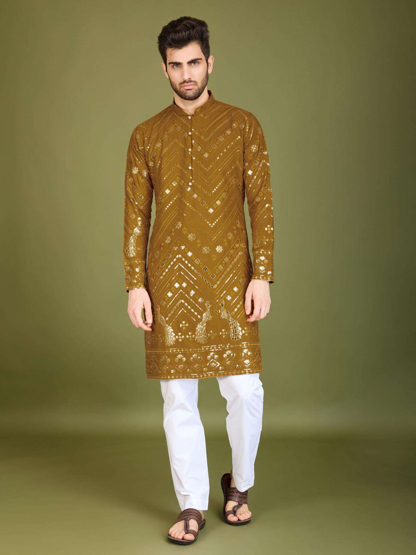 Ynf Reyon Cotton RIN202 HERITAGE VASTRA Mens Wear Wholesale Mens Kurtas Mens Kurta Pyjama Embroidered Kurta Pajama Manufacturer
