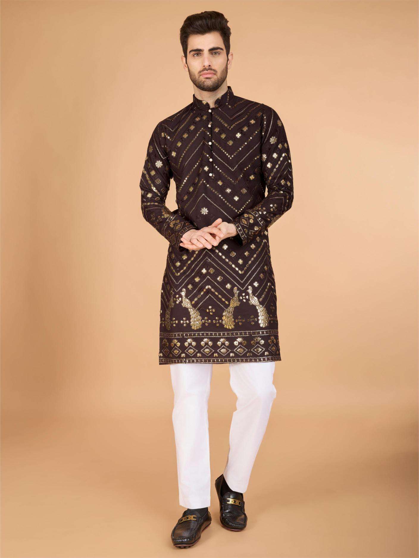 Ynf Reyon Cotton RIN202 HERITAGE VASTRA Mens Wear Wholesale Mens Kurtas Mens Kurta Pyjama Embroidered Kurta Pajama Manufacturer