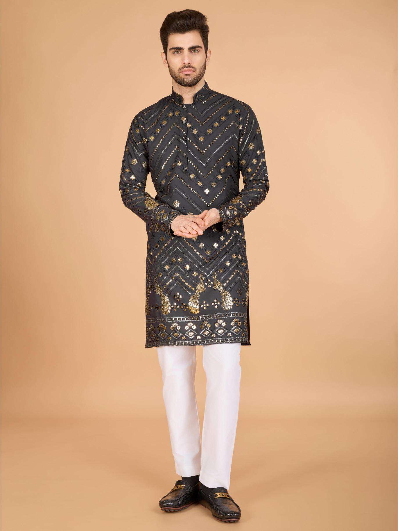 Ynf Reyon Cotton RIN202 HERITAGE VASTRA Mens Wear Wholesale Mens Kurtas Mens Kurta Pyjama Embroidered Kurta Pajama Manufacturer