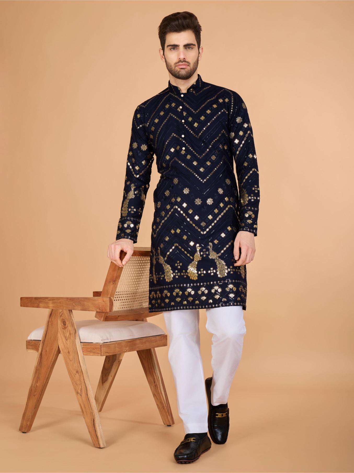 Ynf Reyon Cotton RIN202 HERITAGE VASTRA Mens Wear Wholesale Mens Kurtas Mens Kurta Pyjama Embroidered Kurta Pajama Manufacturer