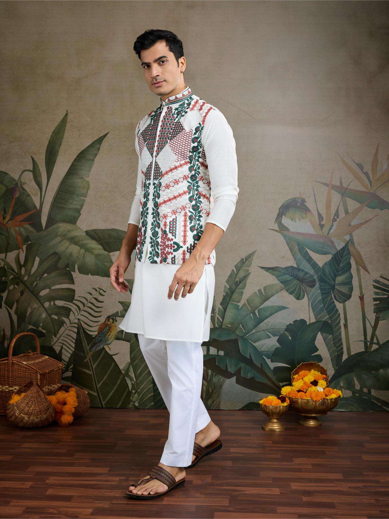 Ynf Silk Cotton RIN202 RAJWADA ATTIRE-2 Mens Wear Wholesale Mens Kurtas Mens Kurta Pyjama Nehru Jacket Embroidered Kurta Pajama Manufacturer