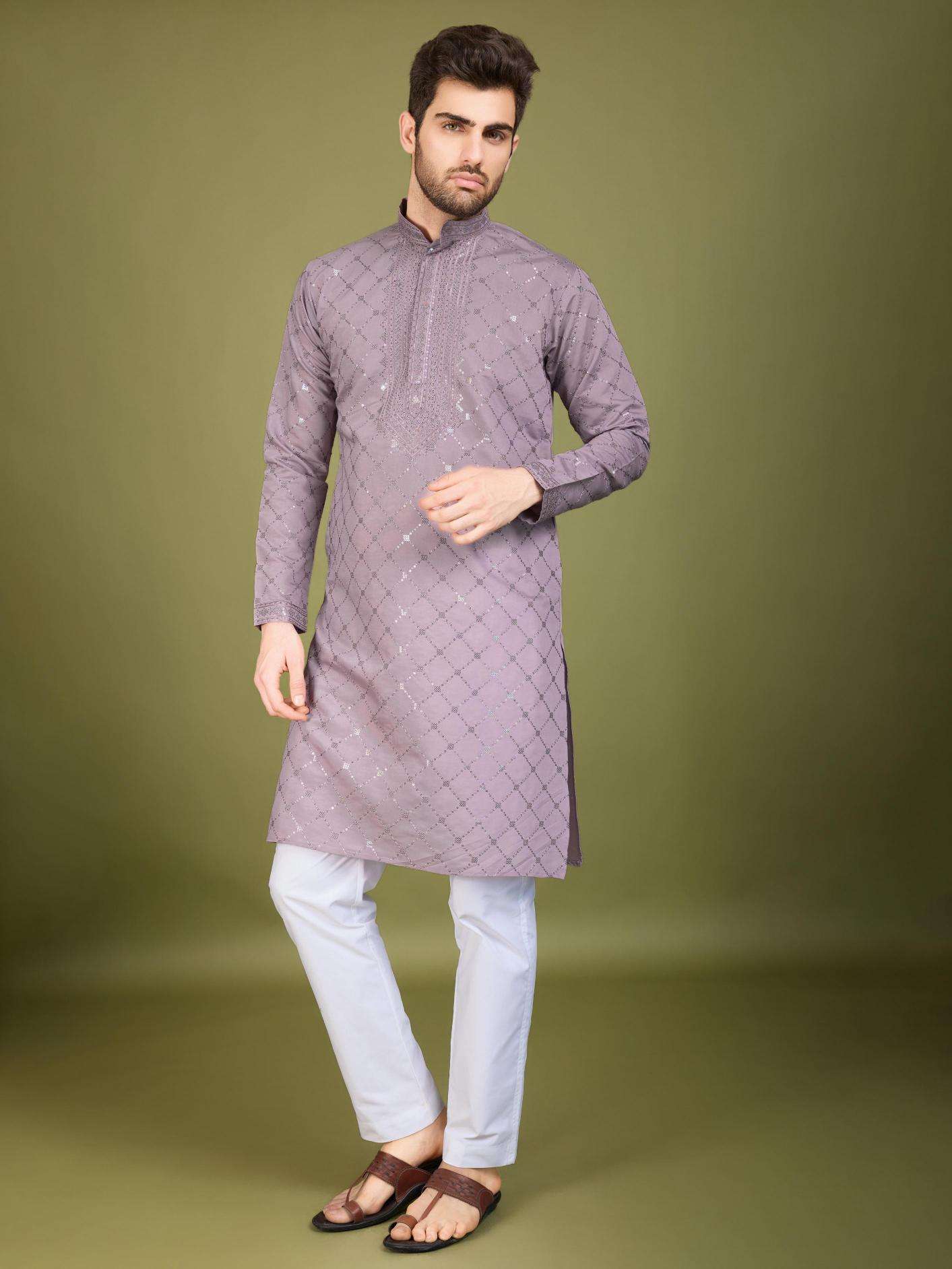 Ynf Silk RIN202 INDO VASTRA Mens Wear Wholesale Mens Kurtas Mens Kurta Pyjama Embroidered Kurta Pajama Manufacturer