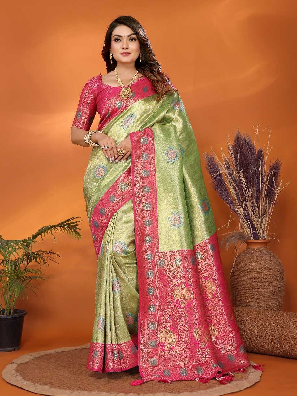 Ynf Tissue Silk RIN144 Saroz Sarees Silk Sarees Festive Collections Wholesale Banarasi Silk Sarees Tissue Silk Saree Silk Sarees With Contrast Pallu Manufacturer