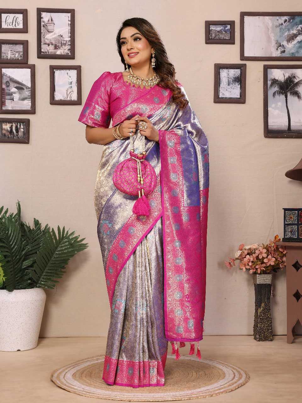 Ynf Tissue Silk RIN144 Saroz Sarees Silk Sarees Festive Collections Wholesale Banarasi Silk Sarees Tissue Silk Saree Silk Sarees With Contrast Pallu Manufacturer