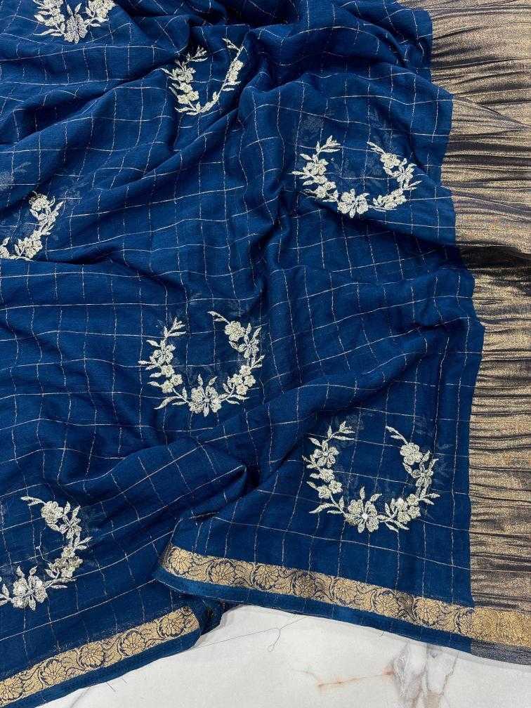 Ynf Chinon RIN178 Chex Chinnon Viscose Sarees Wedding Collections Festive Collections Wholesale Party Wear Sarees Embroidered Sarees Viscose Saree Manufacturer