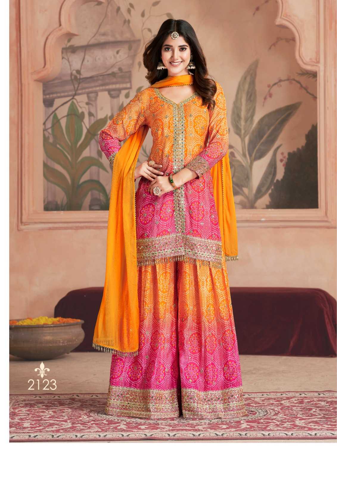 Ynf Chinon RIN184 Rangeela by Gulzar-2121 Suits & Dresses Wedding Collections Festive Collections Wholesale Printed Suits Palazzo Suit Wedding Outfits Manufacturer