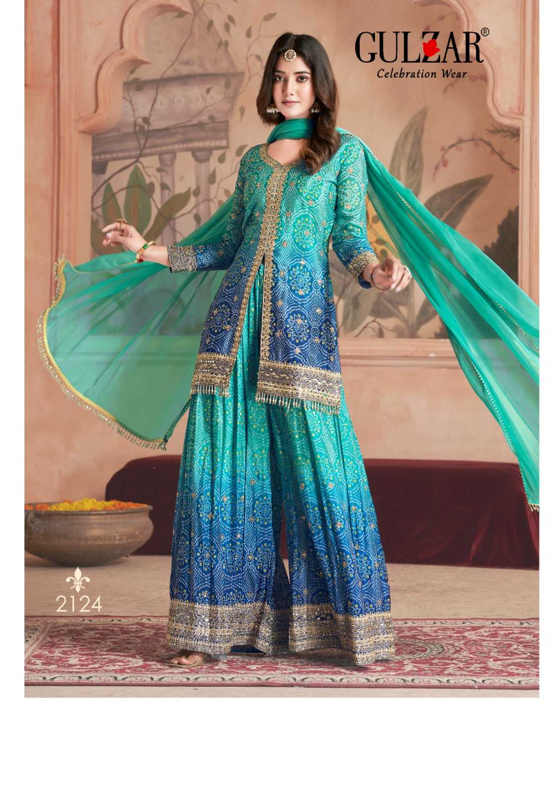 Ynf Chinon RIN184 Rangeela by Gulzar-2121 Suits & Dresses Wedding Collections Festive Collections Wholesale Printed Suits Palazzo Suit Wedding Outfits Manufacturer