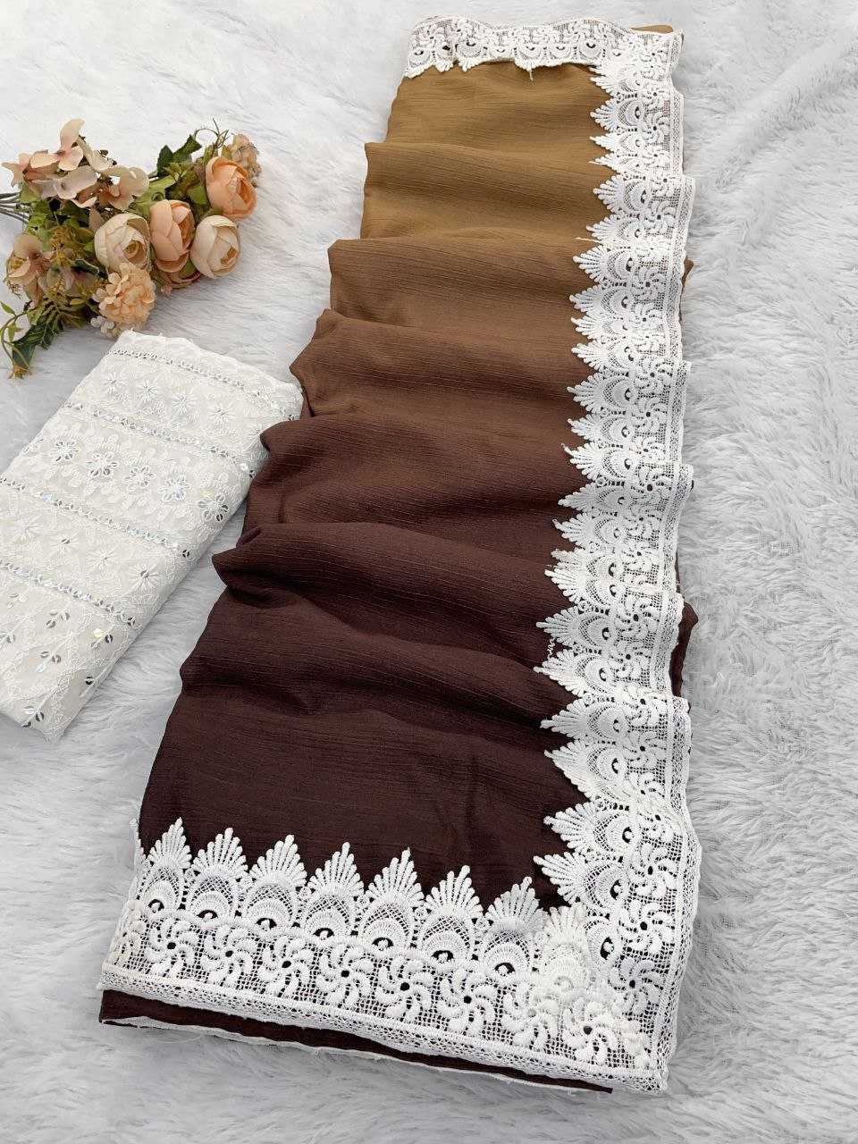 Ynf Chinon RIN216 Damini Sarees Wholesale Fancy Sarees Chikan Sarees Manufacturer