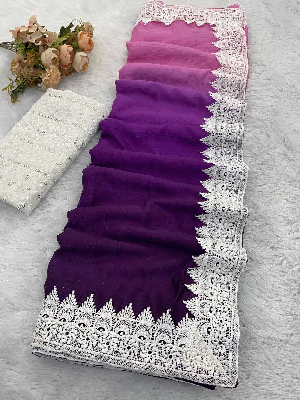 Ynf Chinon RIN216 Damini Sarees Wholesale Fancy Sarees Chikan Sarees Manufacturer