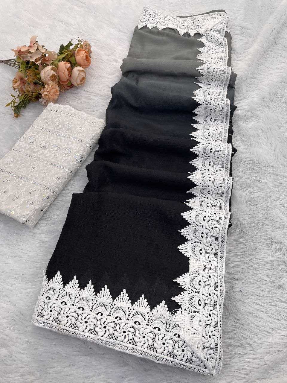 Ynf Chinon RIN216 Damini Sarees Wholesale Fancy Sarees Chikan Sarees Manufacturer